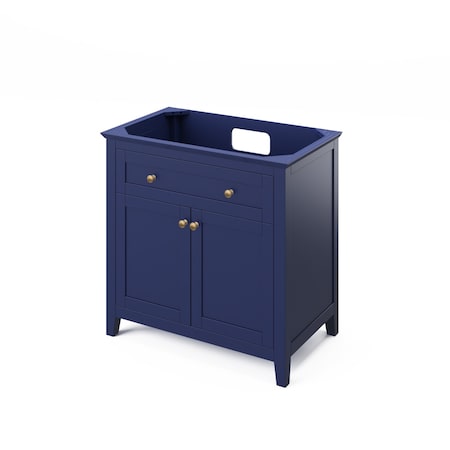 Jeffrey Alexander 36" Hale Blue Chatham Vanity, Black Granite Vanity Top, undermount rectangle bowl VKITCHA36BLBGR